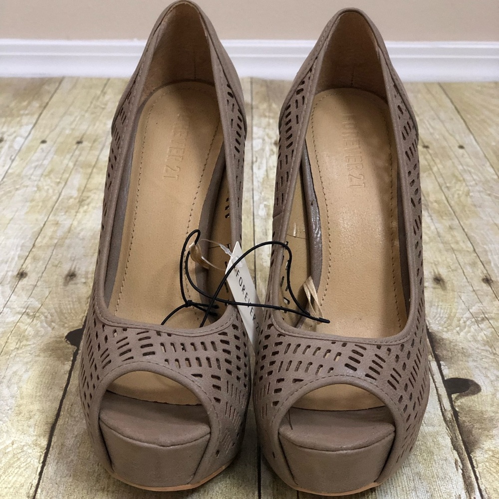 Taupe Platform Heel